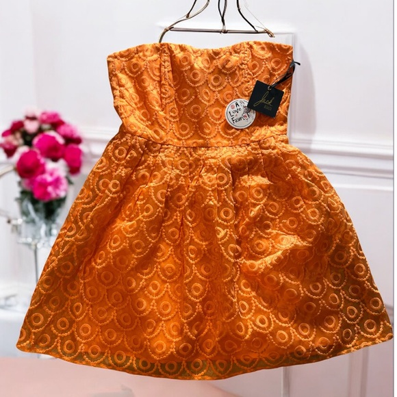 Jack by BB Dakota Dresses & Skirts - Jack by BB Dakota Electric Orange Strapless Embroidered Dress Size 4 NWT
